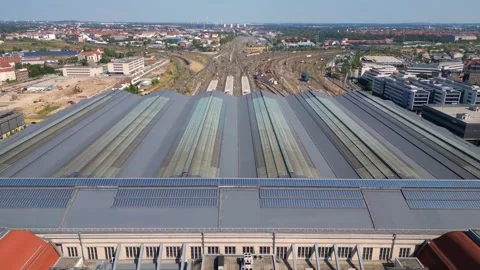 Symmetrical europe largest terminus central station in Leipzig showing Video stock 284308410