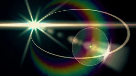 Symmetrical explosion flash lights optical lens flares transition shiny Stock Footage 84791879