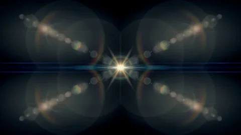 Symmetrical explosion flash lights optical lens flares transition shiny Stock Footage 84796307