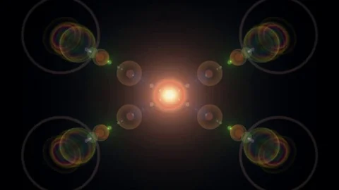 Symmetrical explosion flash lights optical lens flares transition shiny Stock Footage 84797061