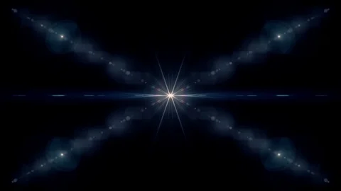 Symmetrical explosion flash lights optical lens flares transition shiny Stock Footage 84800734
