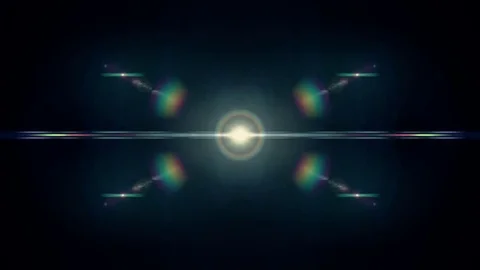Symmetrical explosion flash lights optical lens flares transition shiny Stock Footage 84801711