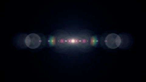 Symmetrical explosion flash lights optical lens flares transition shiny Stock Footage 84801763