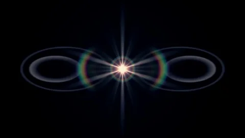 Symmetrical explosion flash lights optical lens flares transition shiny Stock Footage 84801923