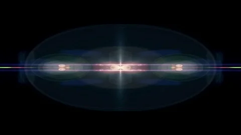 Symmetrical explosion flash lights optical lens flares transition shiny Stock Footage 84802105