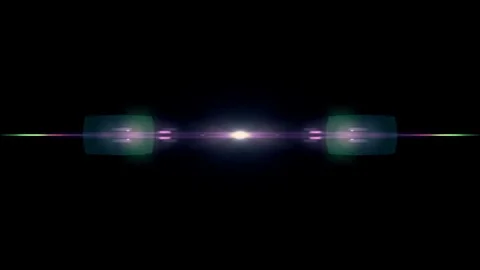 Symmetrical explosion flash lights optical lens flares transition shiny Stock Footage 84930206