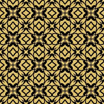 Symmetrical festive sparkling seamless pattern, arabic perfect design for tex Stock Illustration
