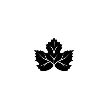 Symmetrical five lobed grape leaf icon with detailed serrated edges and cen.. Stock Illustration