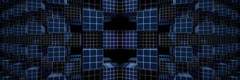 Symmetrical Floating Cube Matrix Abstract 3D Technology Background Stock Footage 340987337