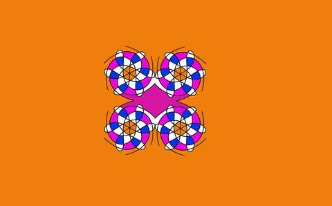 Symmetrical Floral Mandala Pattern on Orange Background Stock Illustration