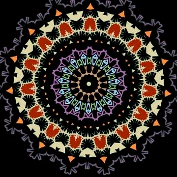 Symmetrical floral pattern on a black Stock Illustration