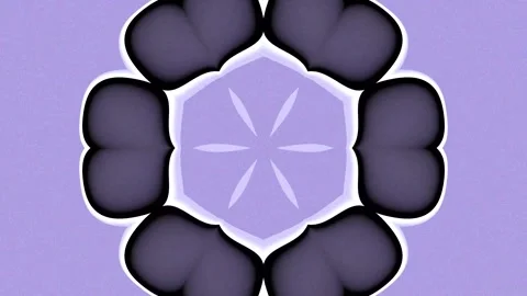 Symmetrical floral pattern of dark and light blue petals on a lilac backgroun 库存影片 331358196