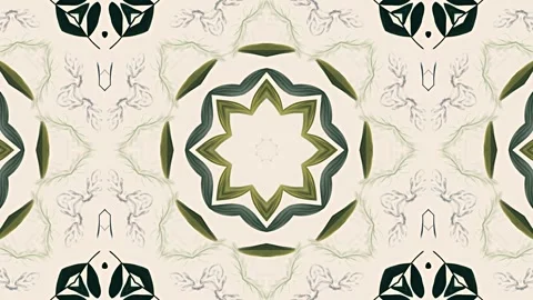 A symmetrical floral pattern featuring stylized flowers and leaves in warm .. Stock Footage 292595402