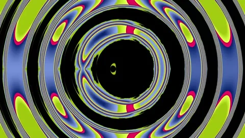 Symmetrical fluid neon abstract loop with violet green expanding geometric co Video stock 334343706