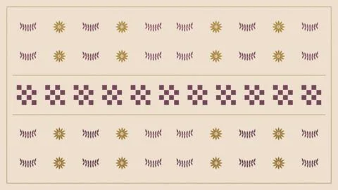 A symmetrical folk-inspired pattern combines stylized flowers and geometric.. Stock Illustration