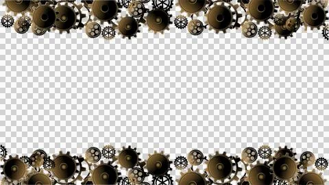 Symmetrical gear border is floating on transparent backdrop, showing Stockillustratie