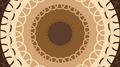A symmetrical geometric design featuring concentric circles in brown and beig 库存插图