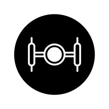 Symmetrical geometric icon design featuring a central circle and two outer .. Stock Illustration