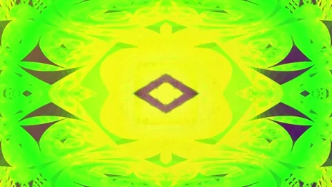 Symmetrical geometric kaleidoscope pattern with yellow and green tones 库存影片 331358233