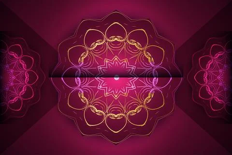 Symmetrical Geometric Mandala Pattern With Golden Star Shape Design Stock Illustration