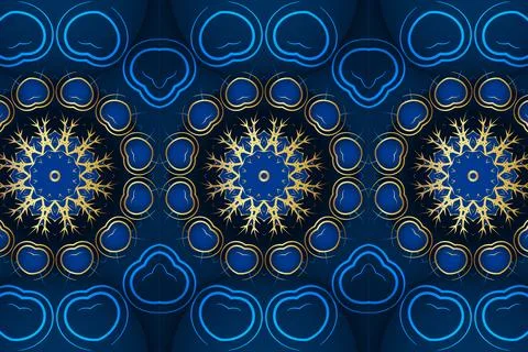 Symmetrical Geometric Mandala Pattern With Golden Star Shape Design イラスト素材