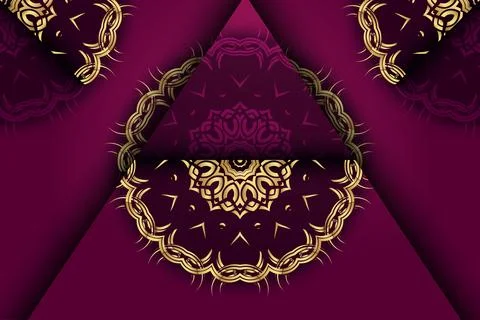 Symmetrical Geometric Mandala Pattern With Golden Star Shape Design 스톡 일러스트