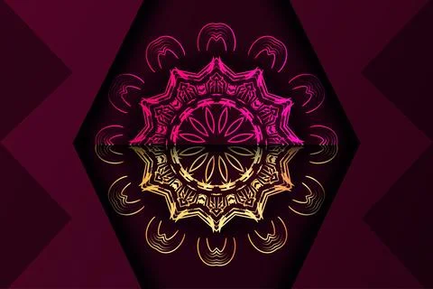 Symmetrical Geometric Mandala Pattern With Golden Star Shape Design 스톡 일러스트