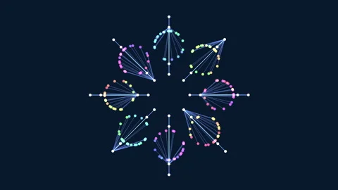 Symmetrical geometric pattern of circles and lines forming a network Stock Footage 249430038