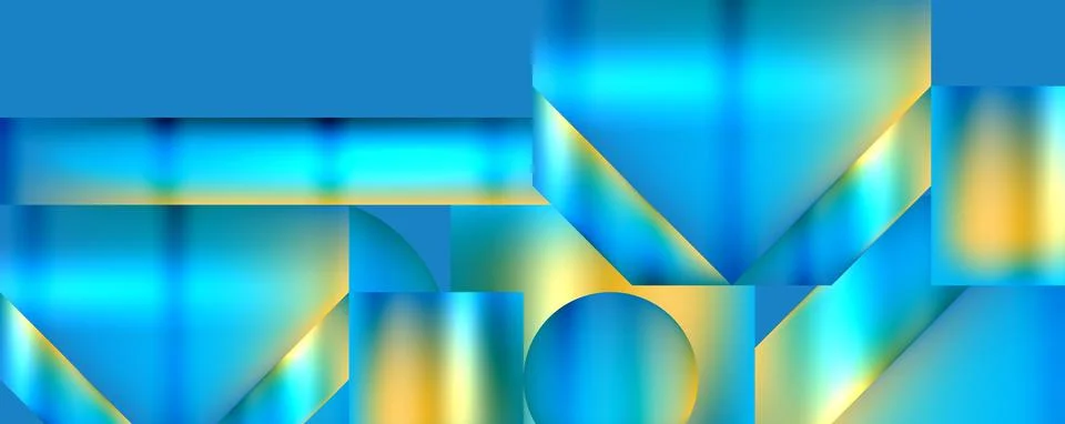 Symmetrical geometric pattern in electric blue and yellow on abstract background 스톡 일러스트