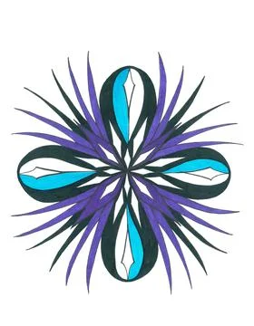 Symmetrical geometric pattern in the form of azure violet flower Stock Illustration