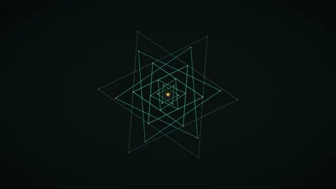 Symmetrical geometric shapes form a complex pattern on dark background Stock Footage 337233766