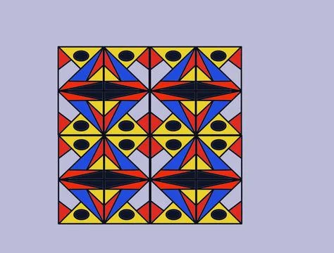 Symmetrical Geometric Stained Glass Pattern Design Stock Illustration