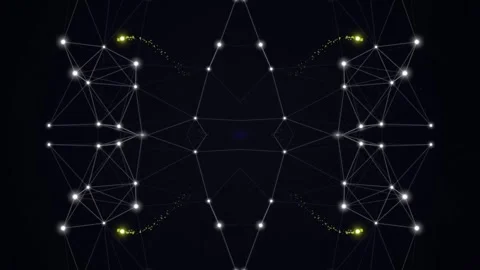 Symmetrical Geometric White Plexus Network on Dark Background Stock Footage 329568263