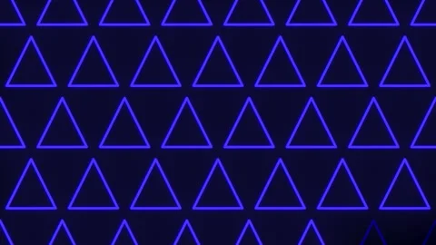 Symmetrical glowing blue triangle pattern on dark background Stock Footage 282368707