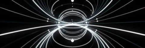 Symmetrical Glowing Circle Lines Perspective VJ Loop Stock Footage 340977641