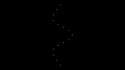 Symmetrical glowing dotted wave paths on a black background Vídeos de archivo 336796856