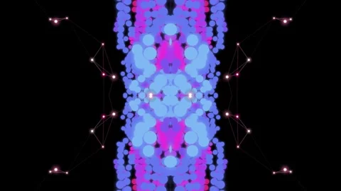 Symmetrical Glowing Fluid Particles and Plexus Network Background Stock Footage 334863282