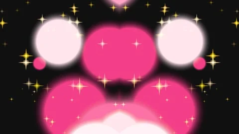 Symmetrical Glowing Pink Orbs and Golden Stars Background Stock Footage 337516151