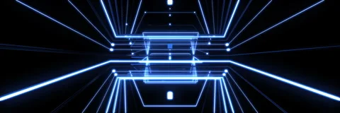 Symmetrical Glowing Square Lines Perspective VJ Loop Stock Footage 340978325