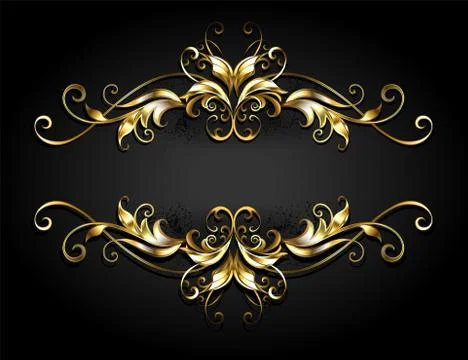 Symmetrical gold frame scroll Stock Illustration