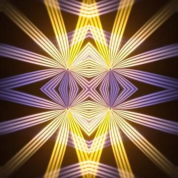 Symmetrical Golden Geometry Abstract 3D Render Illustrazione stock