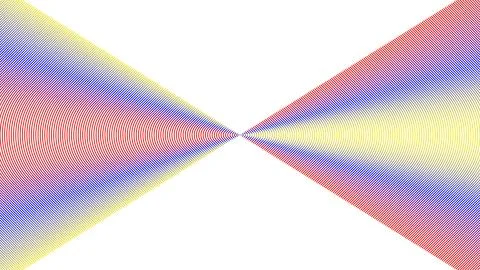 Symmetrical Gradient Burst with Red Yellow Blue Bands and Central Focus Illustrazione stock