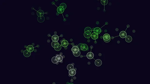 Symmetrical green dot pattern on black background 스톡 동영상 300757690