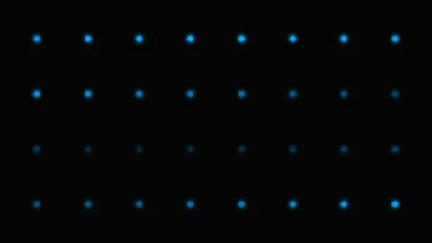 A symmetrical grid of glowing blue dots arranged on a deep black background 動画素材 339616932
