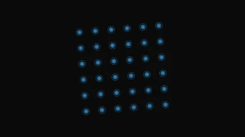 A symmetrical grid of glowing blue dots arranged in a diamond pattern. Stock Footage 339617032