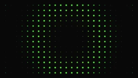 A symmetrical grid of glowing golden light dots set against a deep black void Stock Footage 335117445