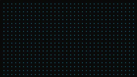 A symmetrical grid pattern of soft glowing dots on a deep black background Stock Footage 339614944