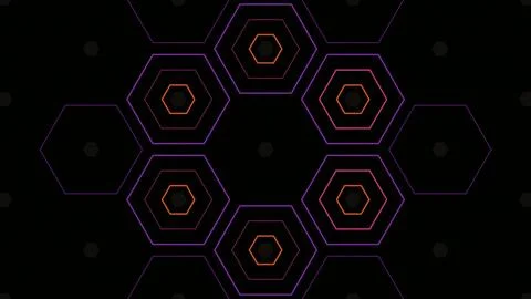 Symmetrical hexagonal pattern on a dark background Ilustração Stock
