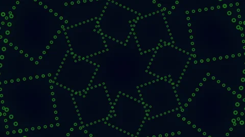 Symmetrical hexagonal pattern of green dots with connected lines Stock Footage 300787928