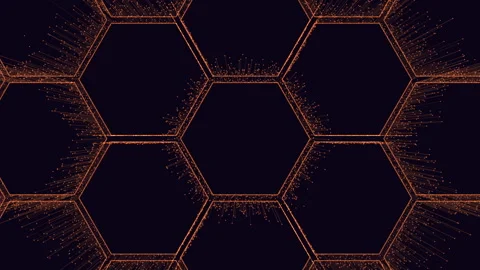 Symmetrical hexagonal pattern with overlapping shapes Stock Footage 303192963